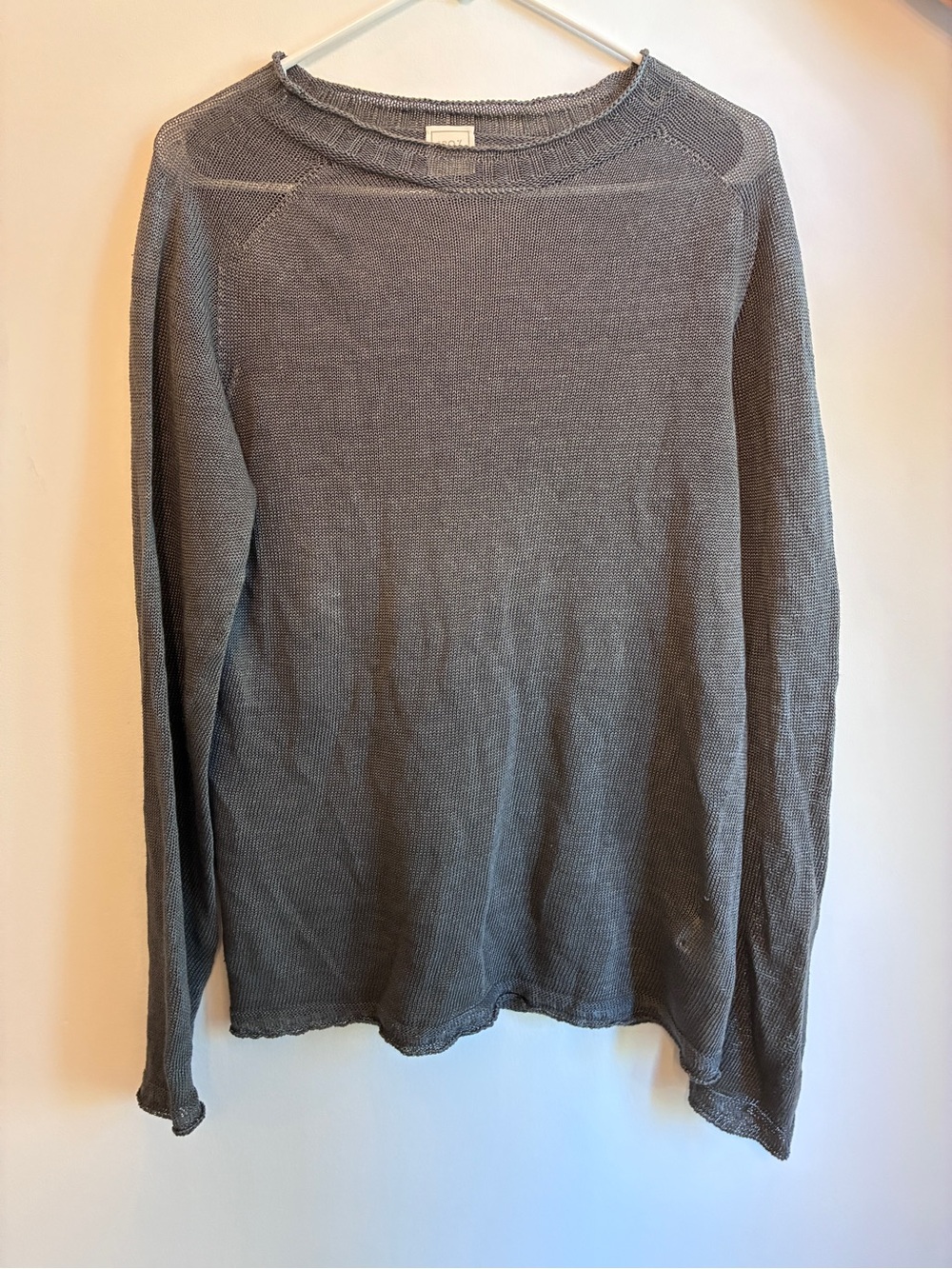 120% Lino Gray Linen Crewneck Sweater